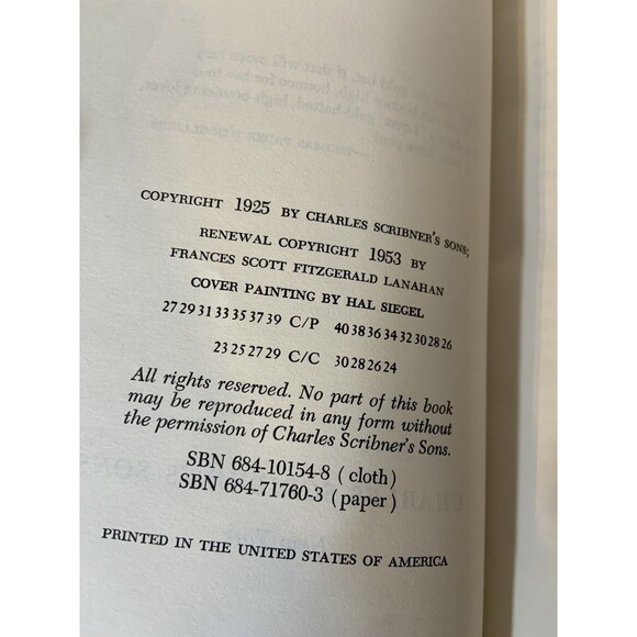 RARE COPY The Great Gatsby F. Scott Fitzgerald Vintage Classic Pb1953 Scribners - Picture 5 of 5